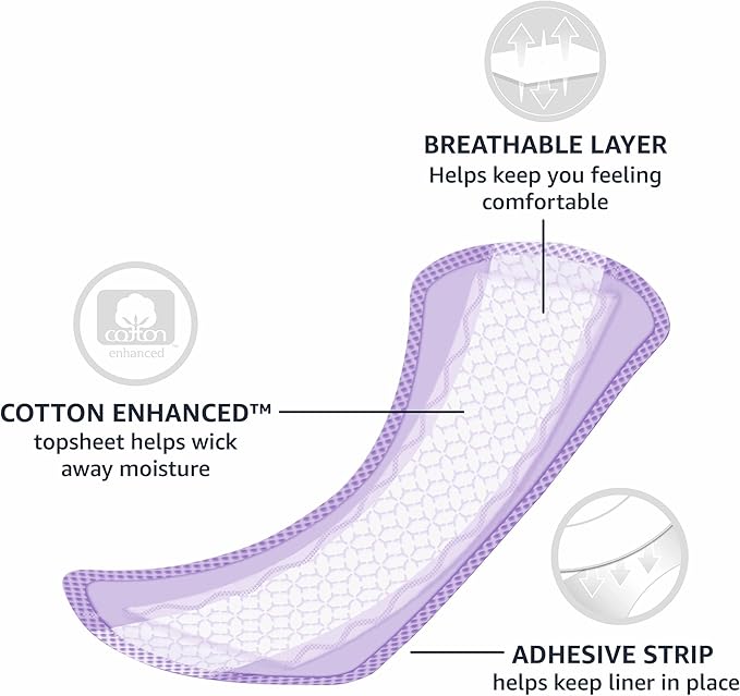 Amazon Basics Daily Pantiliner, Extra Long Length, Pads for Women, Unscented, 68 Count (Previously Solimo)