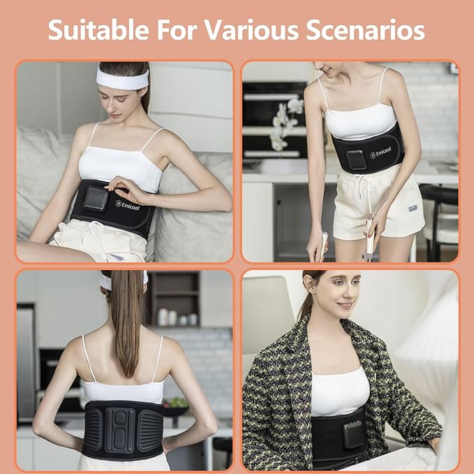 Lower Back Massager Belt with Four Modes Heating & Massage & Red Light, Ergonomic Support Massage Belt with Timer, Portable Cordless Heating Pad for Back Relieve Pain, Battery-Powered