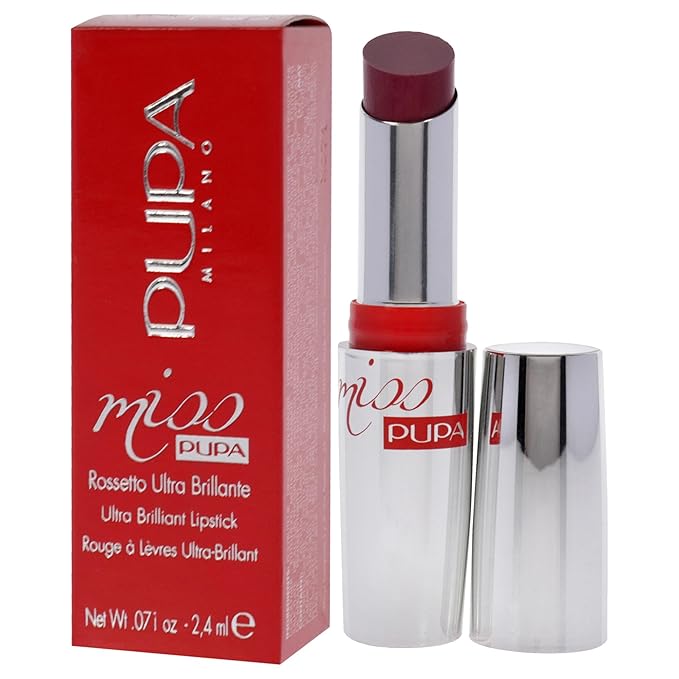 Pupa Milano Miss Milano Lipstick - Creamy, Ultra Pigmented Lip Color - Nourishing Formula - Crystal-Effect Lipstick - Ultimate Boost Of Volume And Hydration - 206 Infinitive MaUVe - 0.071 OZ