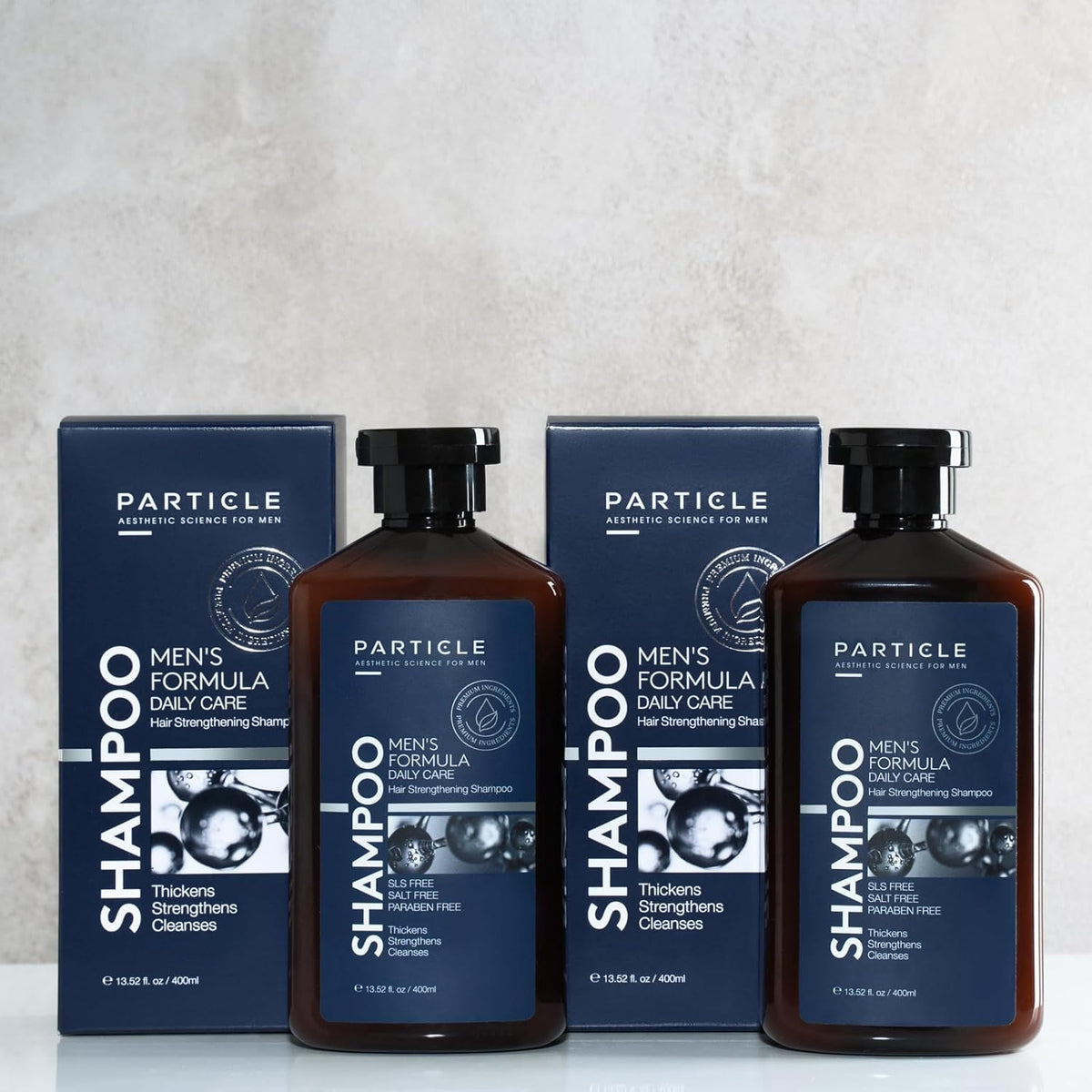 Particle Hair Thickening Shampoo for Men, Men’s Shampoo, Cleansing Formula Made with Biotin, Capixyl, Redensyl, Ginseng and Green Tea Extract for Hair Strength Support, Paraben Free, 400 mL