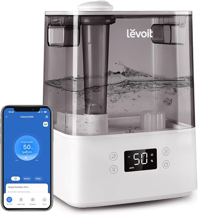 LEVOIT Core 400S-P Air Purifier Original Replacement Filter, Supports HEPA Sleep Mode & Humidifiers for Bedroom Large Room Home, (6L) Cool Mist Top Fill Essential Oil Diffuser