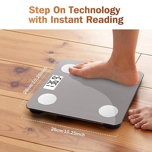 Smart Scale with BMI Body Fat Muscle Mass Bluetooth Digital Privacy Bathroom Scale for Body Weight Weighing Machine for People with App, Anti-Peeking Screen Invisible Outside 6Ft