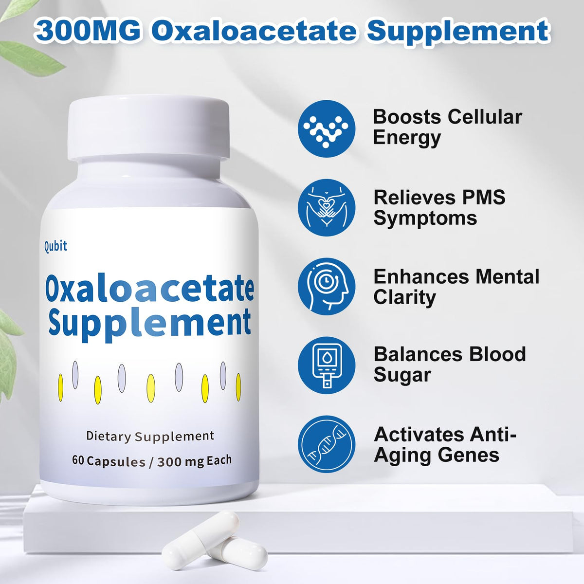 ZOXY Oxaloacetate Supplement – Cellular Energy, Brain & Metabolic Support – with Vitamin C – for Fatigue, Brain Fog – 60 Vegan Capsules