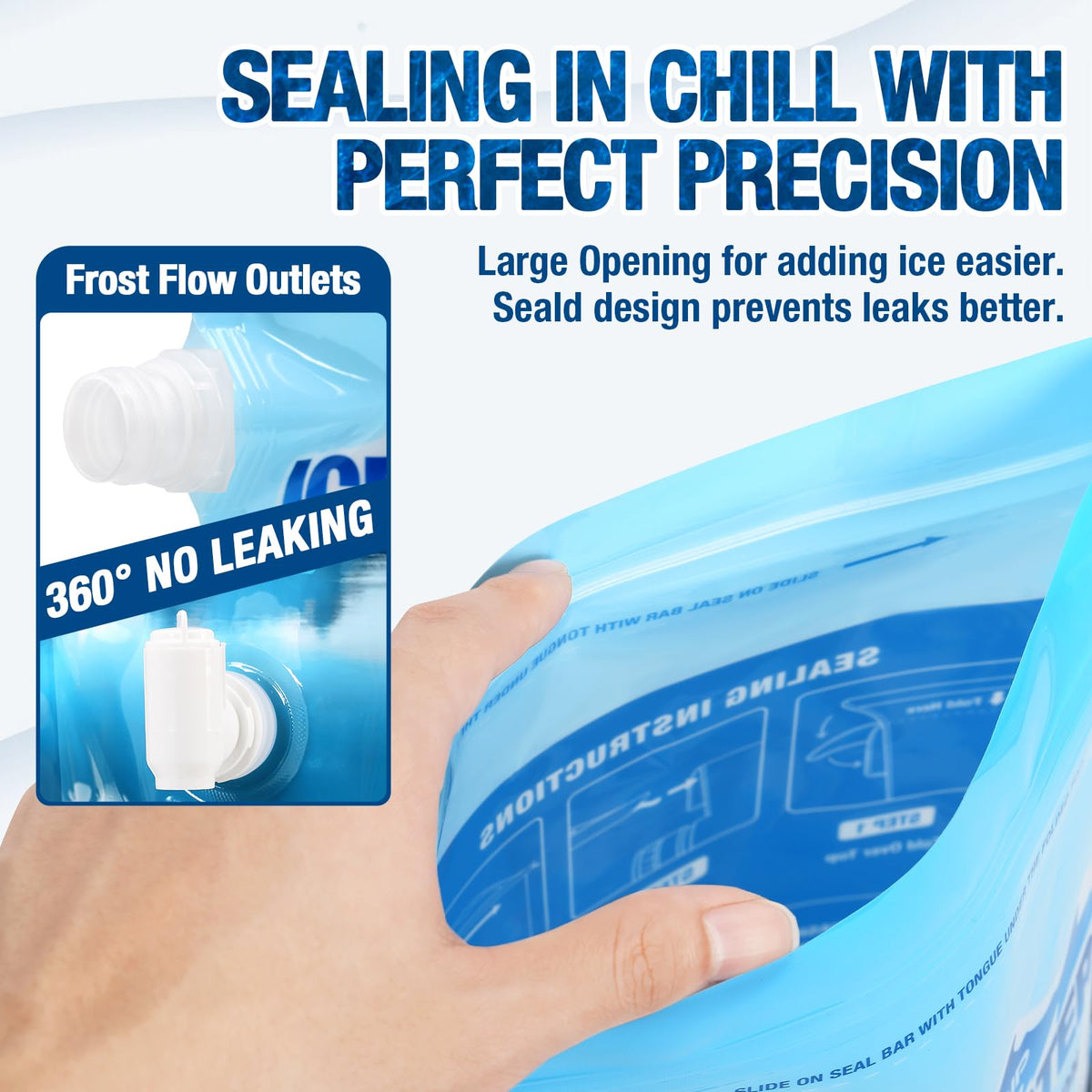HEYTRIP 4 Pack Reusable Ice Bags for Cooler 2.5lb 5lb Ice Cube Bags, Long Lasting Cold Dry Freezer Packs, Leakproof Water Container - Fill it with Ice to Keep Cooler Cold and Drink its ICY Water