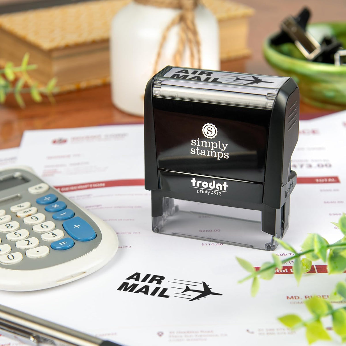 Air Mail Office Stamp | 4 Different Sizes | 20 Designs | Multiple Color Options | Perfect for Quick Validation of Office Documents (Air Mail, Large)