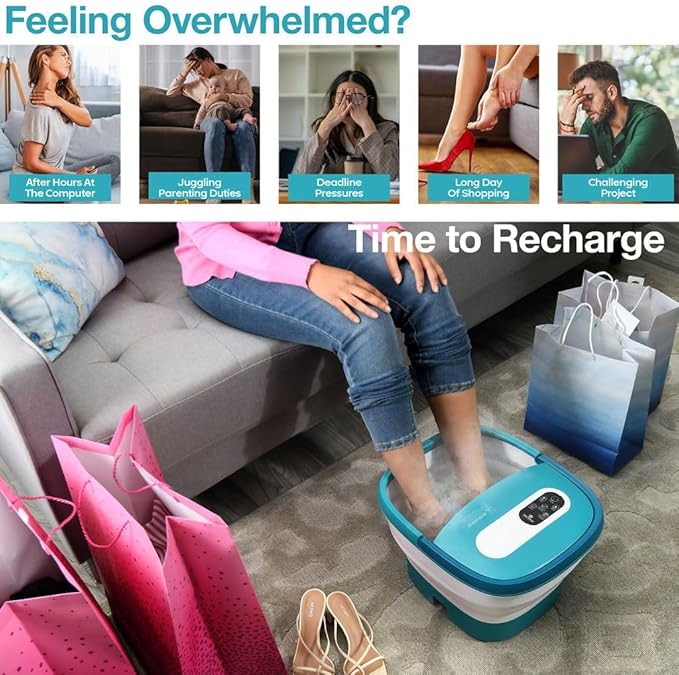 Medical king Foot Spa with Heat and Massage Electric Rotary Includes A Remote Control, A Pumice Stone, Bubbles - Motorized Shiatsu Massage Balls
