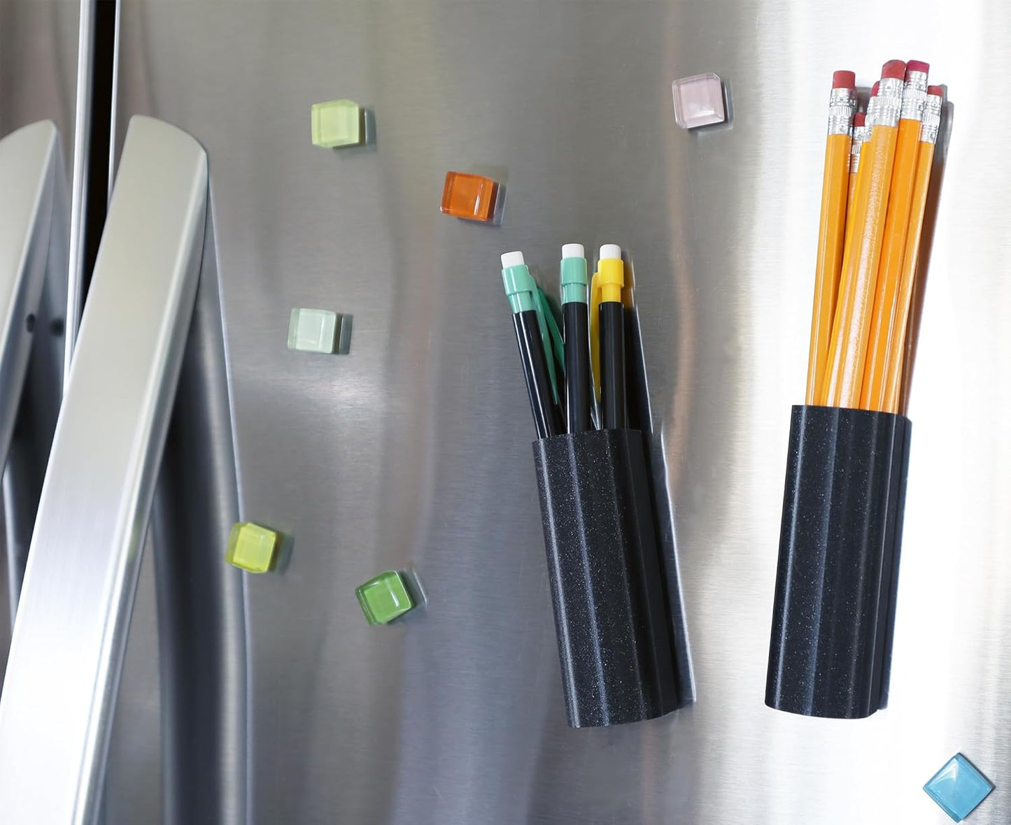 Magnetic Pen Holder, Marker Holder and Pencil Holder for Refrigerator, Locker, Whiteboard or Desk (Small, Pumpkin, Set of 2)