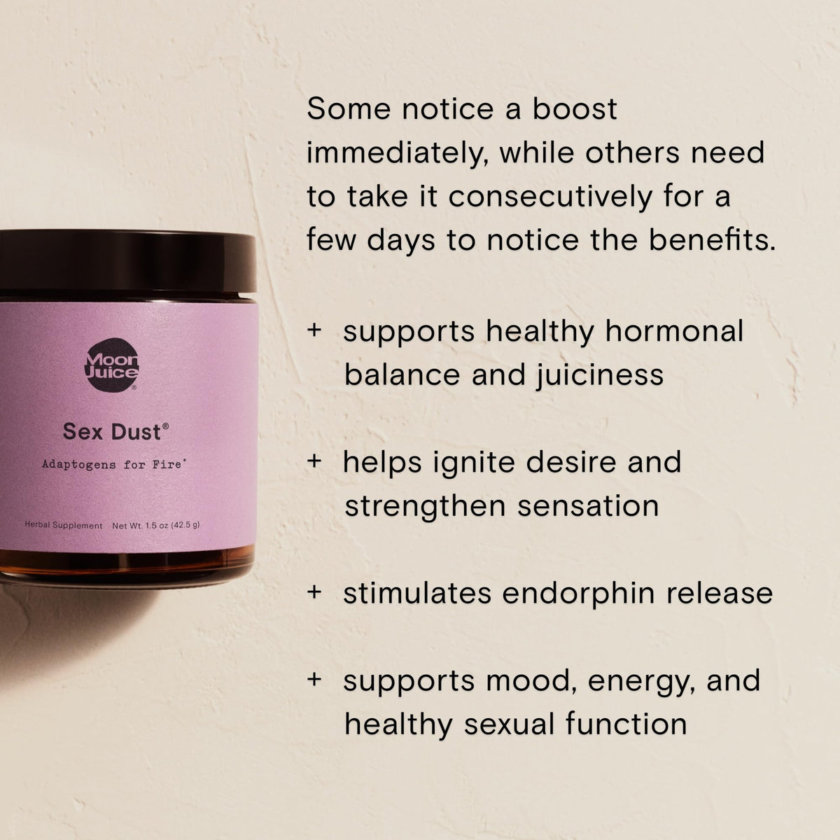 Moon Juice Sex Dust - Adaptogenic Libido Booster for Women - Maca Root Powder, Shatavari & Epimedium (Horny Goat Weed) for Hormone Balance, Mood & Creative Energy - Sugar & Caffeine-Free, 14 Servings