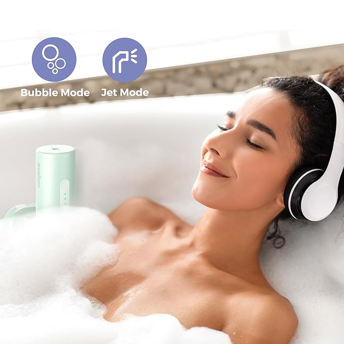Bath Jet Spa, Cordless Portable Bathtub Accessories with 3-Level Adjustable Speed, Bubble Maker/Bath Jet Mode, Bathtub Jets for Home Spa, Relaxing (Green)