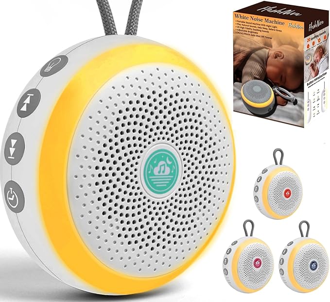 Sound Machine for Baby – White Noise Sound Machine with Night Light for Baby Nursery – Portable Sleep Machine with Rain Sounds, Sleep Music & Relaxing Sleep Aid