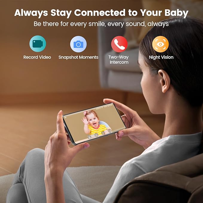Glocusent Smart Baby Sound Machine with 62 Music Tracks, 1080P Wide-Angel Video Monitor, 24 Colors Baby Night Light for Nursery, Cry Detection, 5.1 Bluetooth Speaker, Perfect for New Parents (WiFi)