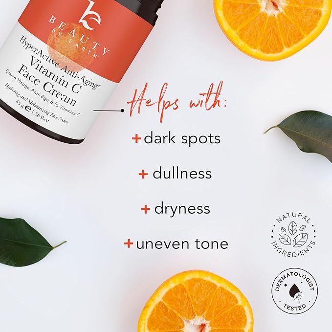 Beauty by Earth Vitamin C Face Cream and Serum - USA Made with Organic & Natural Ingredients