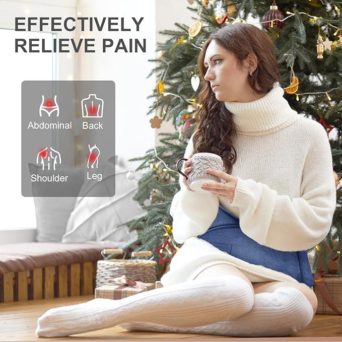 Heat Pad for Back Pain Relief Electric Heating Pads with 6 Temperatures Soft Detachable Heat Pad for Man Women (Navy)