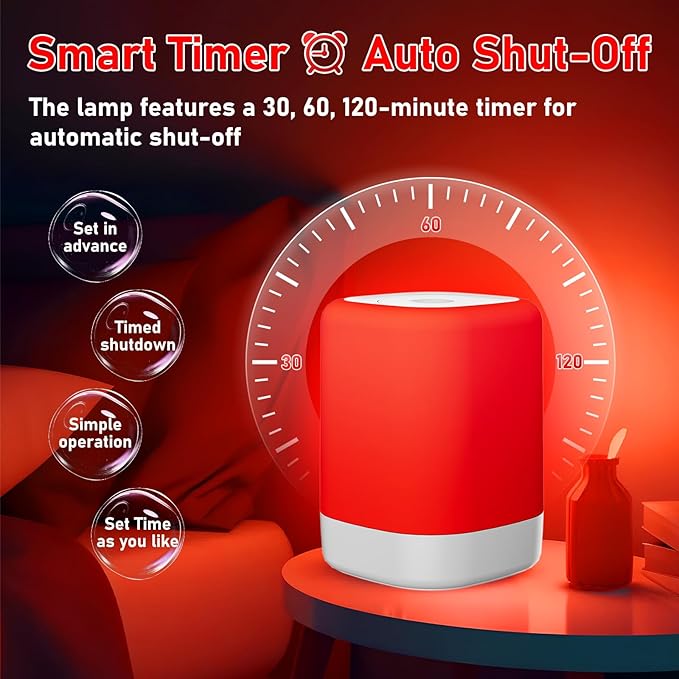 Red Light Therapy for Sleep Device, Red Night Lights with 670nm Wavelength, Touch Reds Light Sleep Lamp Aid to Support Deep Relaxation and Improve Sleeping for Adults & Kids Bedrooms