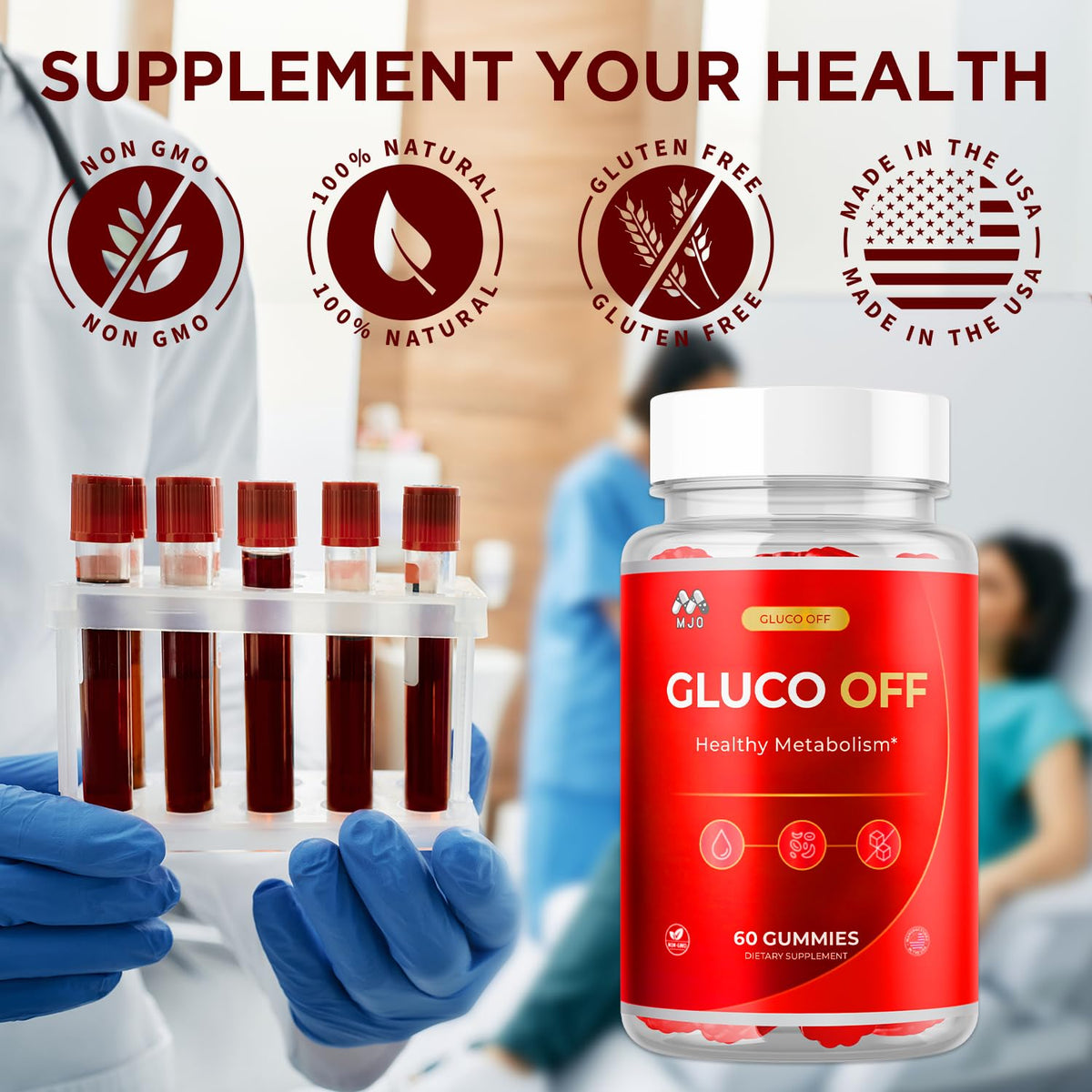 Gluco Off Gummies, Official GlucoOff Supplement Gummys with All Natural Ingredients, Advanced Formula Gluco Off Gummies with Maximum Strength Health and Wellness Support Multivitamins (60 Gummies)
