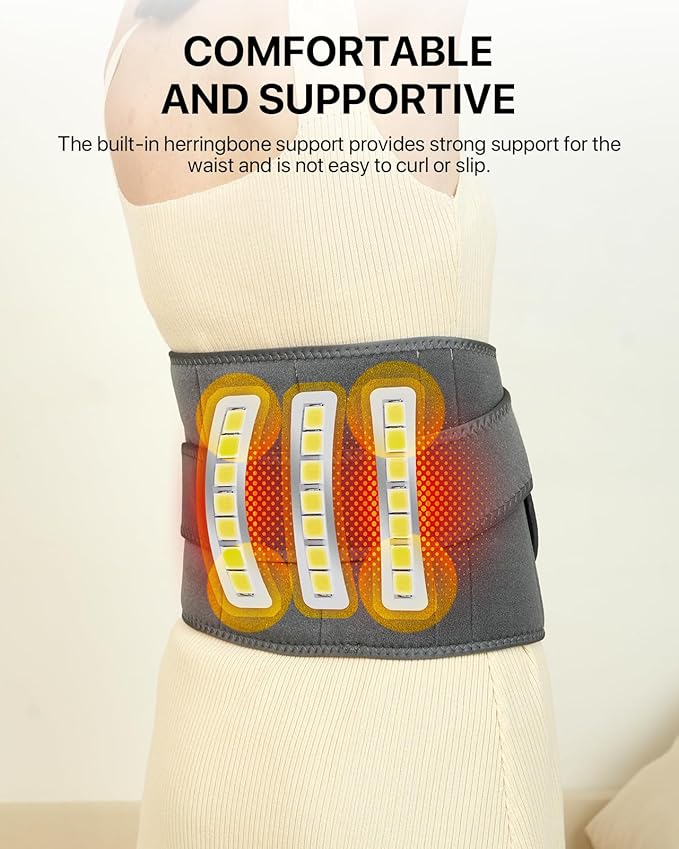 Cordless Heating Pad for Back Pain Relief Rechargeable Detachable 3000mAh, 47+35in Adjustable Back Massager with Heat 104-149℉ 3 Vibration, Heating Pad for Back with Lumbar Support, Gifts for Mom Dad
