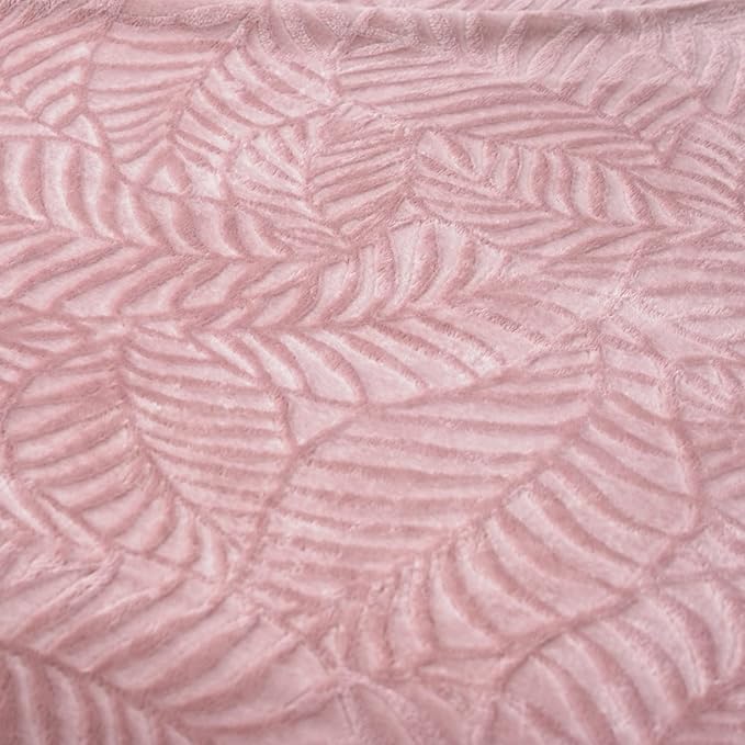 SOCHOW Super Soft Flannel Fleece Throw Blanket for Women, Lightweight Cozy Warm Leaves Textured Plush Blanket for Bed Couch Sofa, 50 x 60 Inches, Dusty Rose