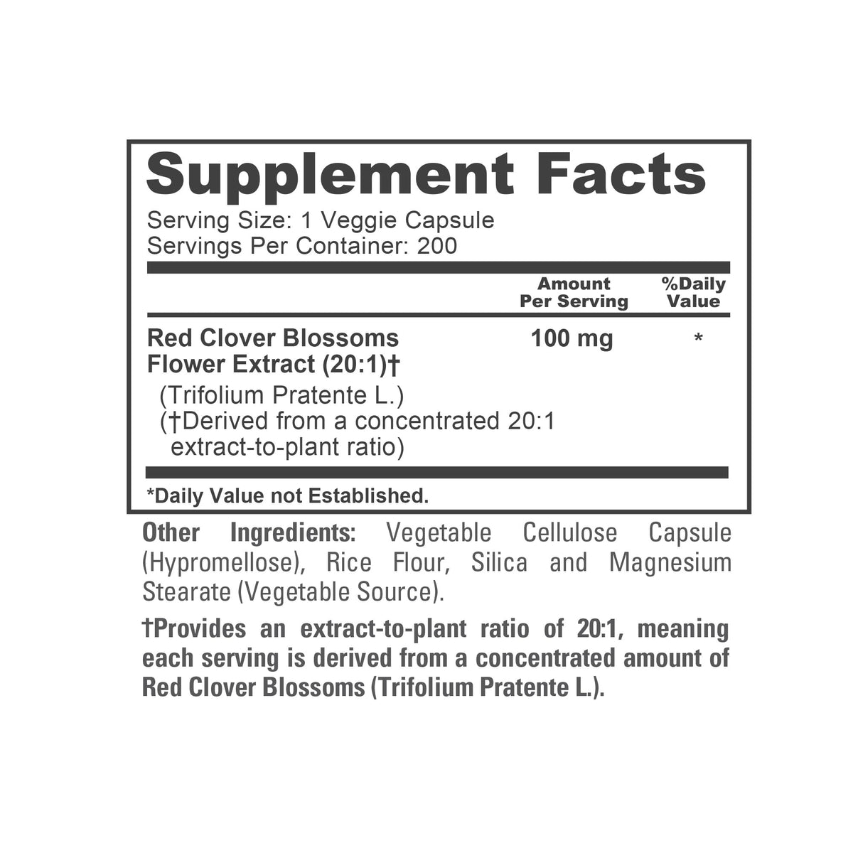 NusaPure Red Clover Blossoms Capsules, 100 mg, 200 Veg Capsules (Non-GMO, Vegan)