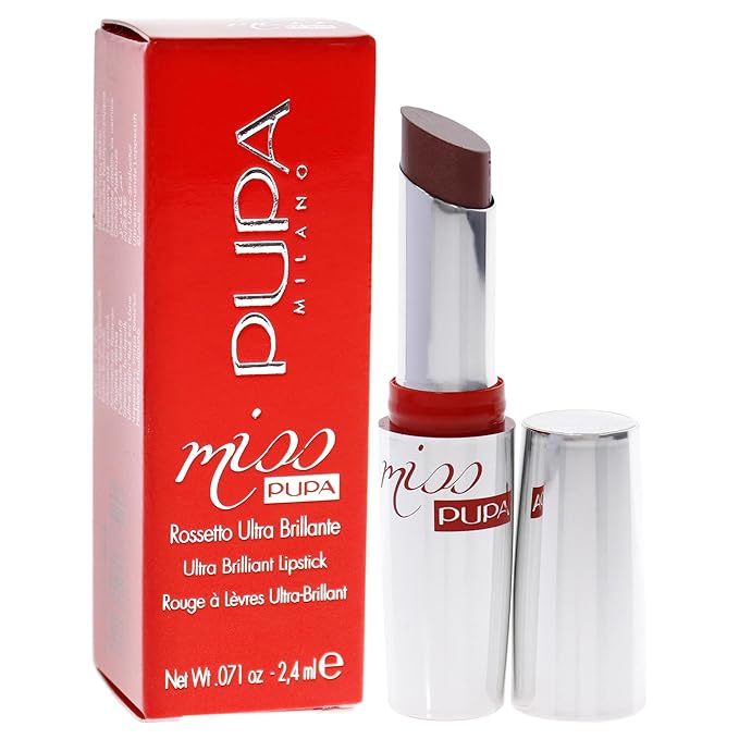 Pupa Milano Miss Milano Lipstick - Creamy, Ultra Pigmented Color For Lips - Nourishing Formula - Crystal-Effect Lipstick - Ultimate Boost Of Volume And Hydration - 604 Elite - 0.071 OZ