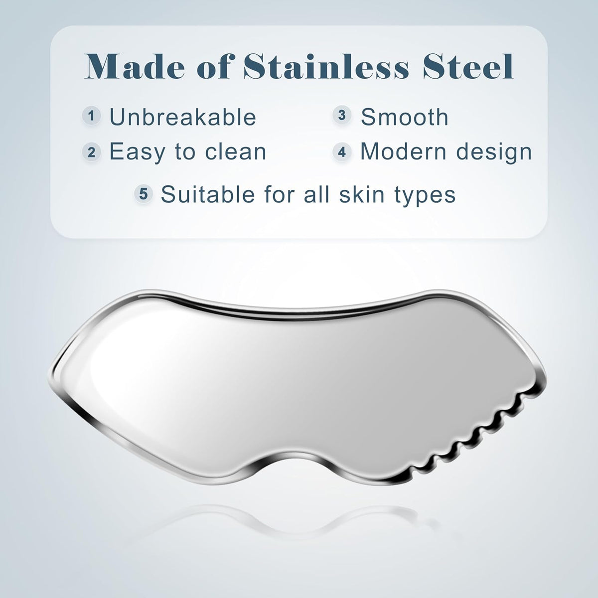 MoHern 2 Pcs Stainless Steel Gua Sha Tool, Gua Sha Facial Tools, Durable GuaSha Tool for Jawline Sculpting, Face Massager, Puffiness Reducing, Skin-Care Gift