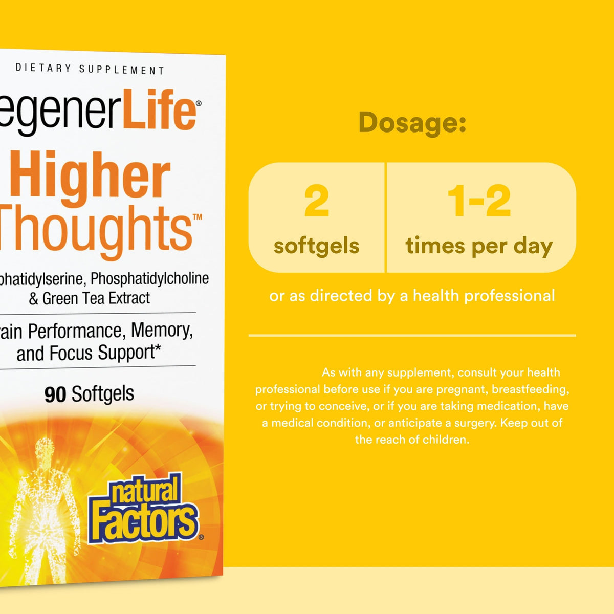 Natural Factors Higher Thoughts - Supports Cognitive & Cardiovascular Health* - Fish Oil, Fatty Acids, EPA, DHA & More - 90 Softgels