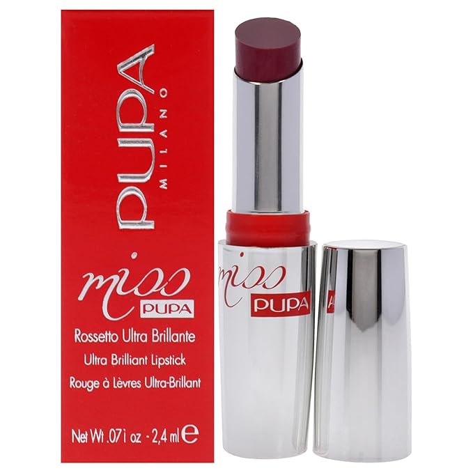 Pupa Milano Miss Milano Lipstick - Creamy, Ultra Pigmented Lip Color - Nourishing Formula - Crystal-Effect Lipstick - Ultimate Boost Of Volume And Hydration - 206 Infinitive MaUVe - 0.071 OZ