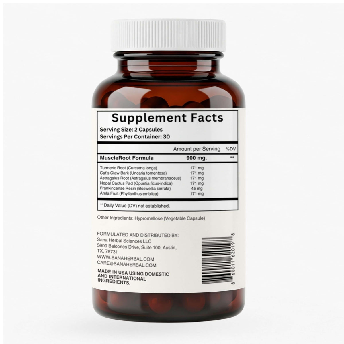 Inflammation Support for Muscle, Joint & Tissue | 6 Botanicals | 60 Caps