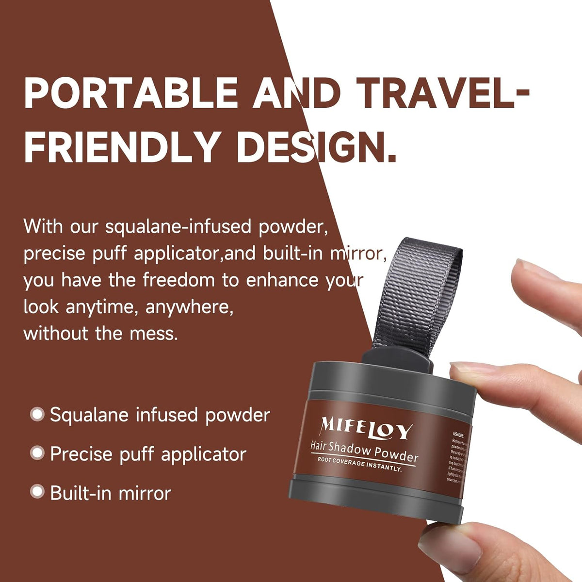 Root Touch Up Powder, Cover Up Hair Color for Grays, Root Coverage for Women Men, Roots Concealer for Beard Line Eyebrow, Instantly Shadow Powder for Thinning Grey Hairline, Medium Brown