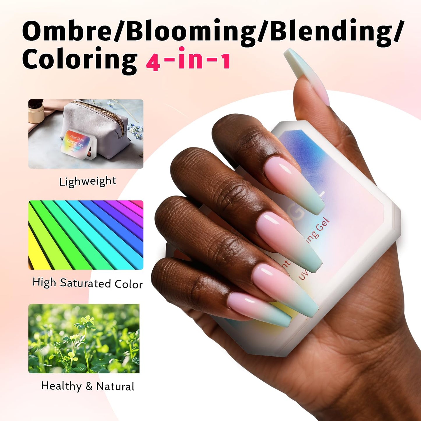 Sponge Pat Paint Nail Gel, Ombre Nails Gradient Gel Nail Blush Blooming Aura Nails Drawing Stripper Floral Painting DIY Nail Art, No Wipe, UV/LED Curing (16 Colors F)