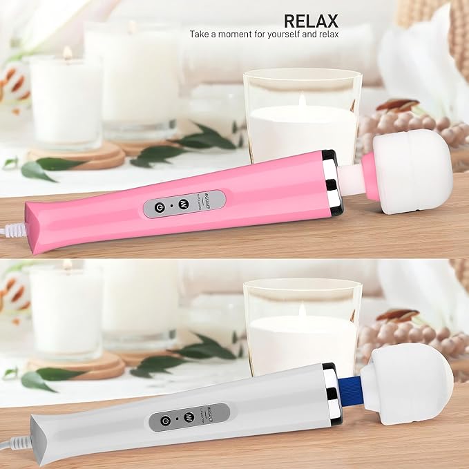 Handheld Vibration Massager Tool, Electric Wand Massage, Deep Tissue Muscle Massager, Personal Vibrating Massage Device,10 Modes Speed (White)