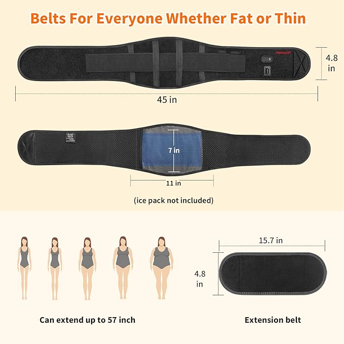 Heated Waist Belt, Cordless Heating Pad for Low Back,Gift for Father's Day,Electrical Heating and Massage, Rechargeable Battery Powered