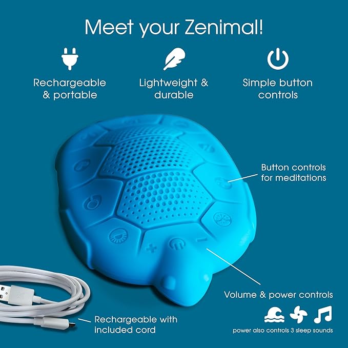 Zenimal Kids Sleep Aid - Screen-Free Sound Machine with Voice-Guided Audio Journeys, Soothing Sounds & Calming Music to Help Children Fall Asleep Faster and Sleep Peacefully All Night
