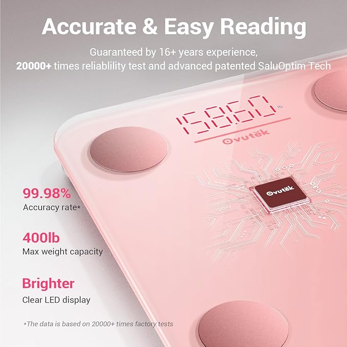 Smart Scale for Body Weight, Digital Bathroom Scale BMI Weighing Body Fat Scale, Accurate Body Composition Scale Monitor for People's Health with Smartphone App, Compact Size, 400lb
