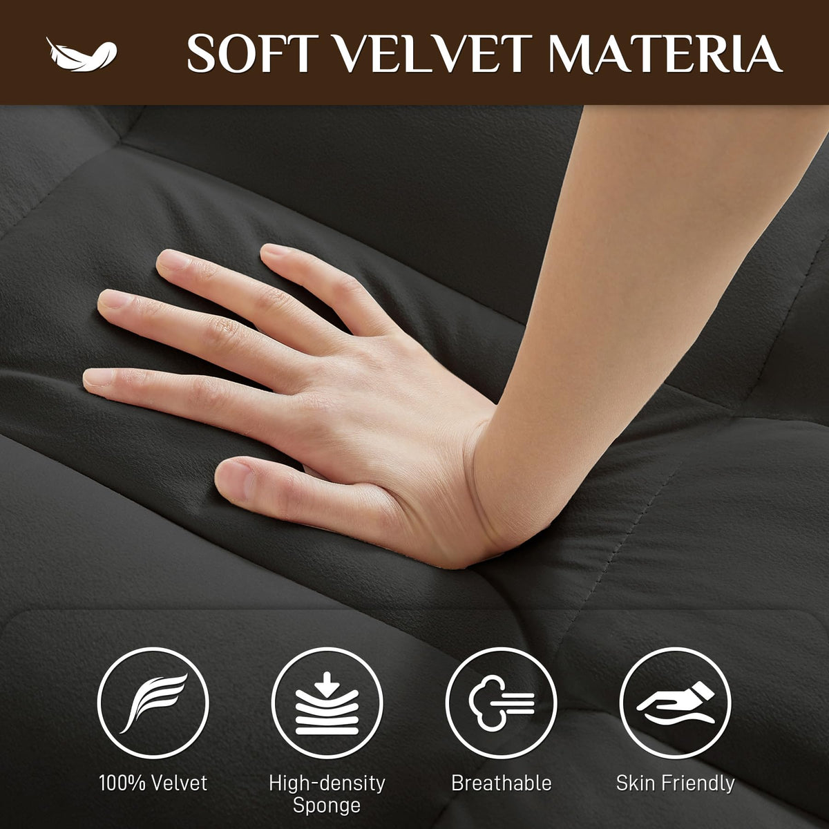 Wrofly 3 in 1 Single Sleeper Sofa Chair with Pullout Bed, Convertible Pull Out Couch with Adjustable Backrest, Modern Chaise Lounge with USB Port for Living Room, Small Spaces, Black Velvet
