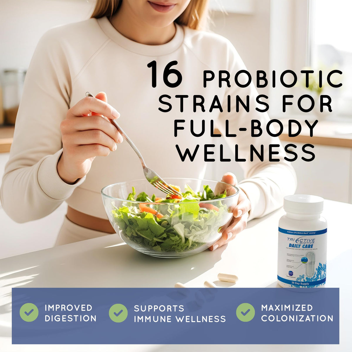 Essential Source TriActive Biotics Daily Care – Probiotics for Women and Men, 6 Billion CFU with Prebiotic Blend – Daily Digestive and Immune Support Gut Health Supplement – 30 Capsules