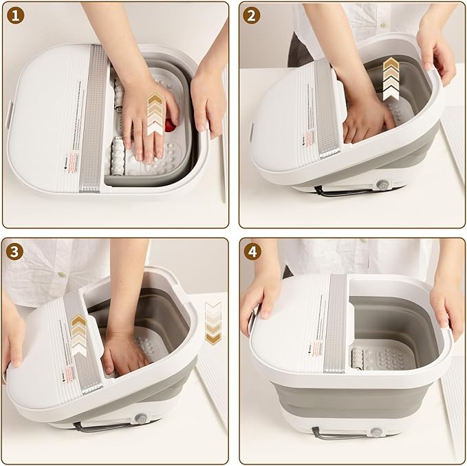 Collapsible Foot Spa Bath with Heat and Massage Rollers, Foldable Foot Bath Massager with Acupressure Massage Points,Red Light, with Smart Heating for Home Spa Use for Gift