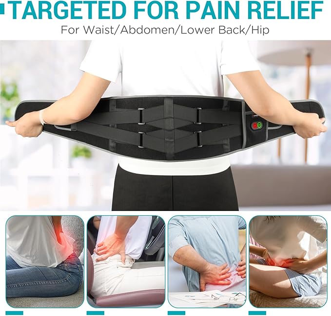 Comfytemp Cordless Heating Pad with Massager for Back Pain Relief, Portable Lower Back Massager FSA HSA Eligible Wearable, Father's Day Gifts, Birthday Gifts for Dad Mom Men Women, 3 Heat Auto-Off 58"