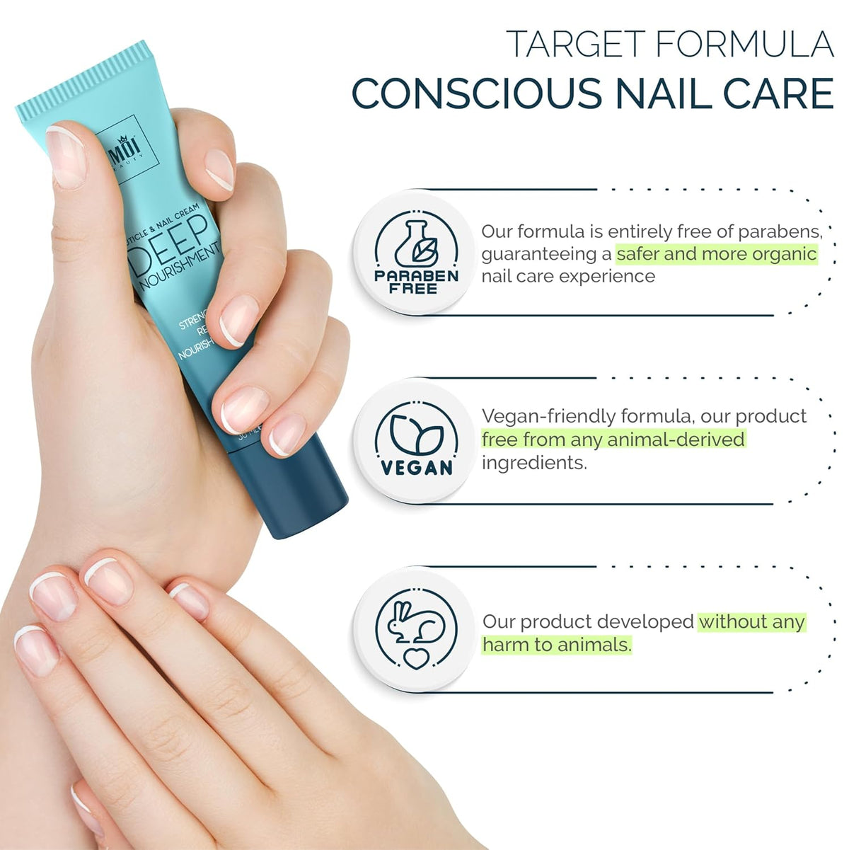 Cuticle & Nail Cream Treament, Deep Nourishing - USA Made - Daily Repair Nail Care w/Organic Shea Butter, Jojoba Oil - Soften Cuticles, Strengthen Nails, Hydrating (1 Fl Oz/Pack of 1)