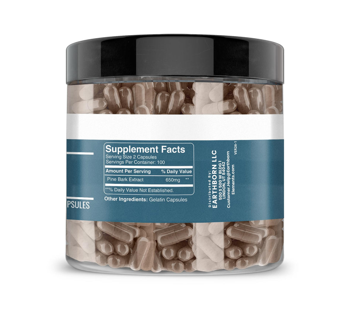 Earthborn Elements Pine Bark Extract, 200 Capsules, Pure & Undiluted, No Additives