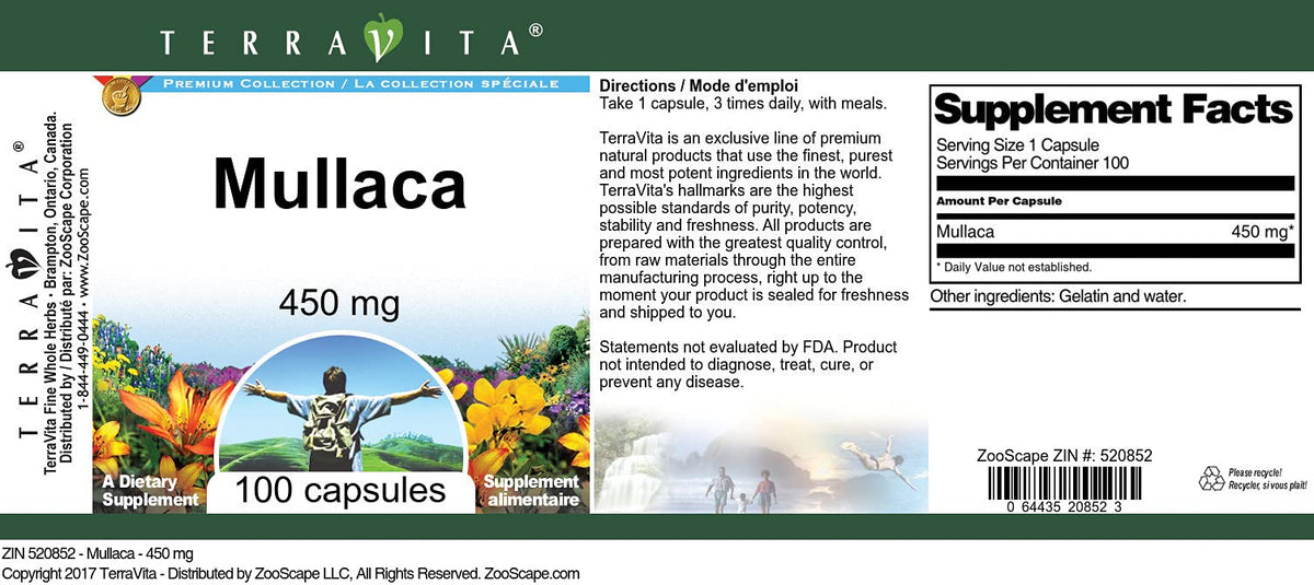 Mullaca - 450 mg (100 Capsules, ZIN: 520852)