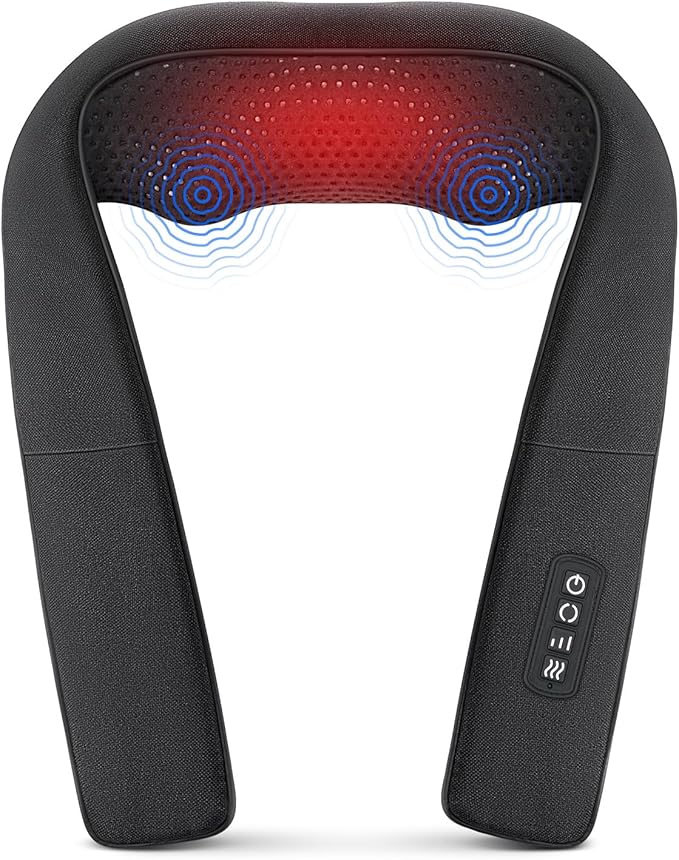 Nekteck Vibrating Neck and Back Massager with Soothing Heat, Electric Deep Tissue Massage Pillow for Shoulder, Leg, Body Muscle Pain Relief, Home Office Car Use, Gifts for Men Women, FSA/HSA Eligible