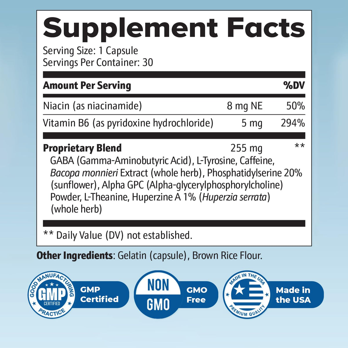 Neuro Sharp – Natural Formula with Bacopa Monnieri, Ginkgo Biloba & Huperzine-A – Made in the USA, Non-GMO, 30 Capsules, 1 Month Supply