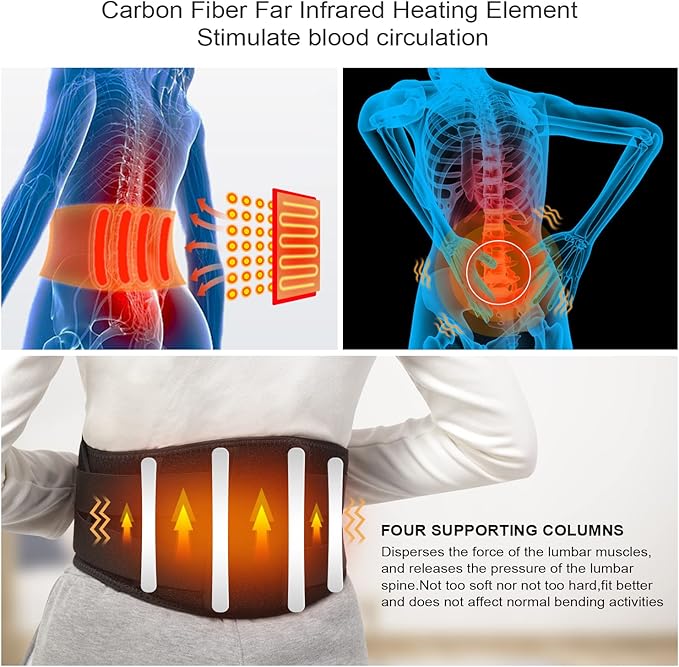 Heating Pad Lower Back Massager Wrap for Back Pain Relief, Heated Waist Belt with Vibration Massage 7.4V 4400mah Battery Heat Therapy, for Lower Back Lumbar Waist Abdominal Stomach Spine
