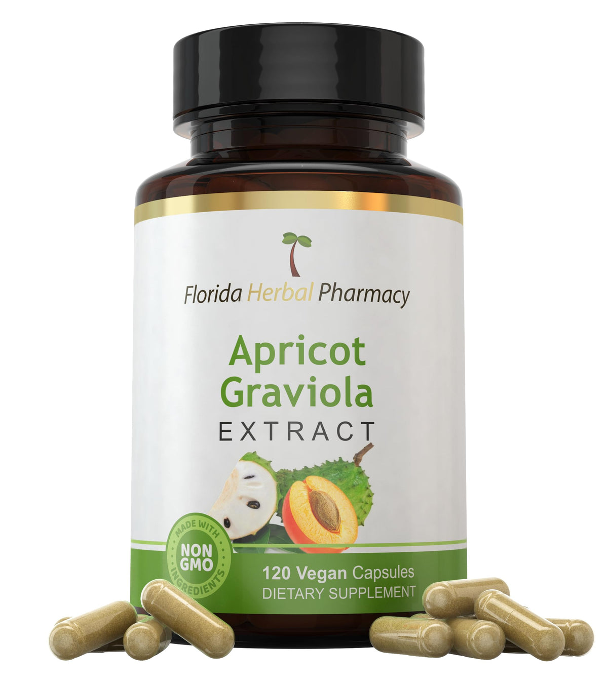 Florida Herbal Pharmacy, Apricot-Graviola Supplement Capsules 10:1 (120 Capsules), 1000 mg Serving (Pack of 1)