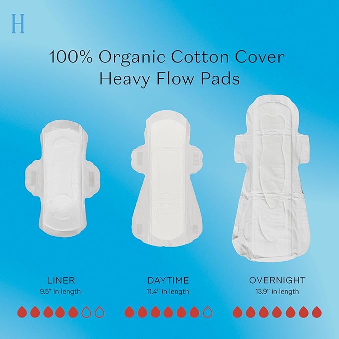The Honey Pot Company - 64ct - Sanitary Pads for Women - Non-Herbal Heavy Overnight w/Wings - Organic Cotton Cover & Ultra-Absorbent Pulp Core - Feminine Care - FSA & HSA Eligible