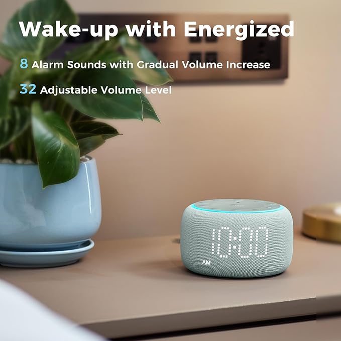 White Noise Machine Alarm Clock for Bedrooms - 5W Stereo Bluetooth Speaker - 24 Soothing Sounds - 9 Night Lights - Auto-Dimmable Digital Alarm Clock Sound Machine for Sleeping