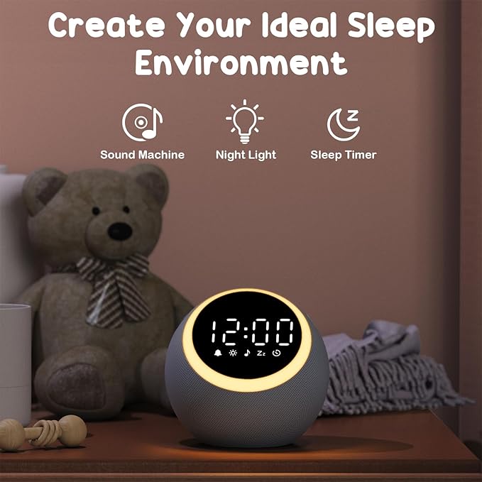 Rohent Sound Machine for Sleep: 25 Soothing Sounds, 7 Soft Wake-Up Sounds, 16 Adjustable Volume & Timer, Memory Function - Ideal for Bedrooms Use