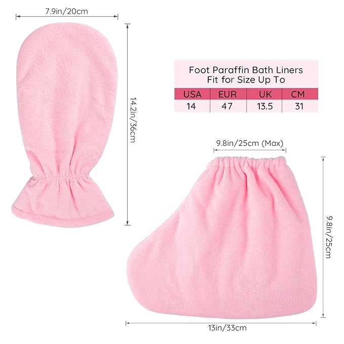 Paraffin Wax Gloves for Hand and Feet, Segbeauty Larger Thicker Paraffin Heated Mitten Foot Liners, Pink Gloves & Socks for Hot Wax Hand thera-py Thermal treat-ment Wax Warmer Paraffin Wax Machine