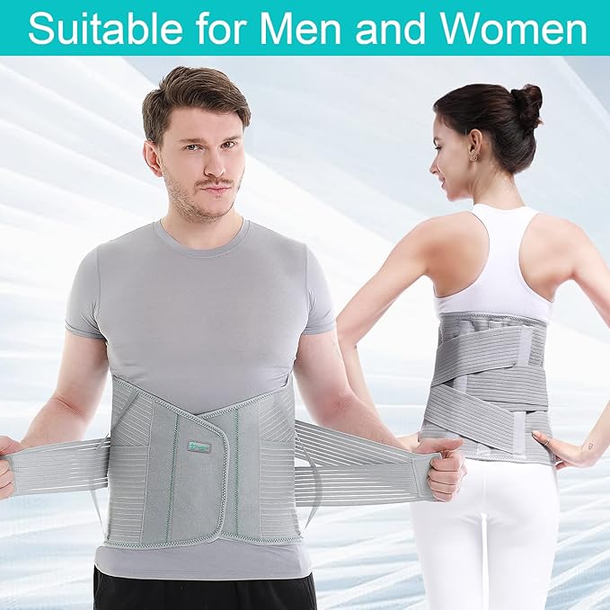 Back Support,Entire Back Brace, Lumbar Support Belt for Women & Men, Adjustable Waist Trainer Belt for Entire Back Pain Relief, Keeps Your Spine Straight and Safe(L)