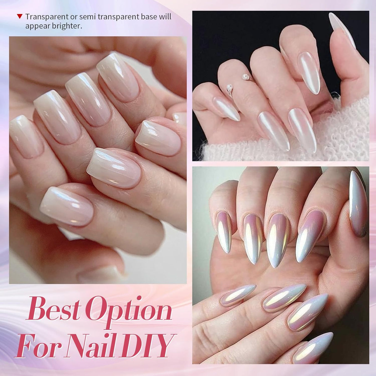 BORN PRETTY White Pearl Chrome Nail Powder And Chameleon Aurora Nail Powder Pigment Mermaid Pigment Pearl Glitter Dust Kit,Nail Art Decoration 2Boxes